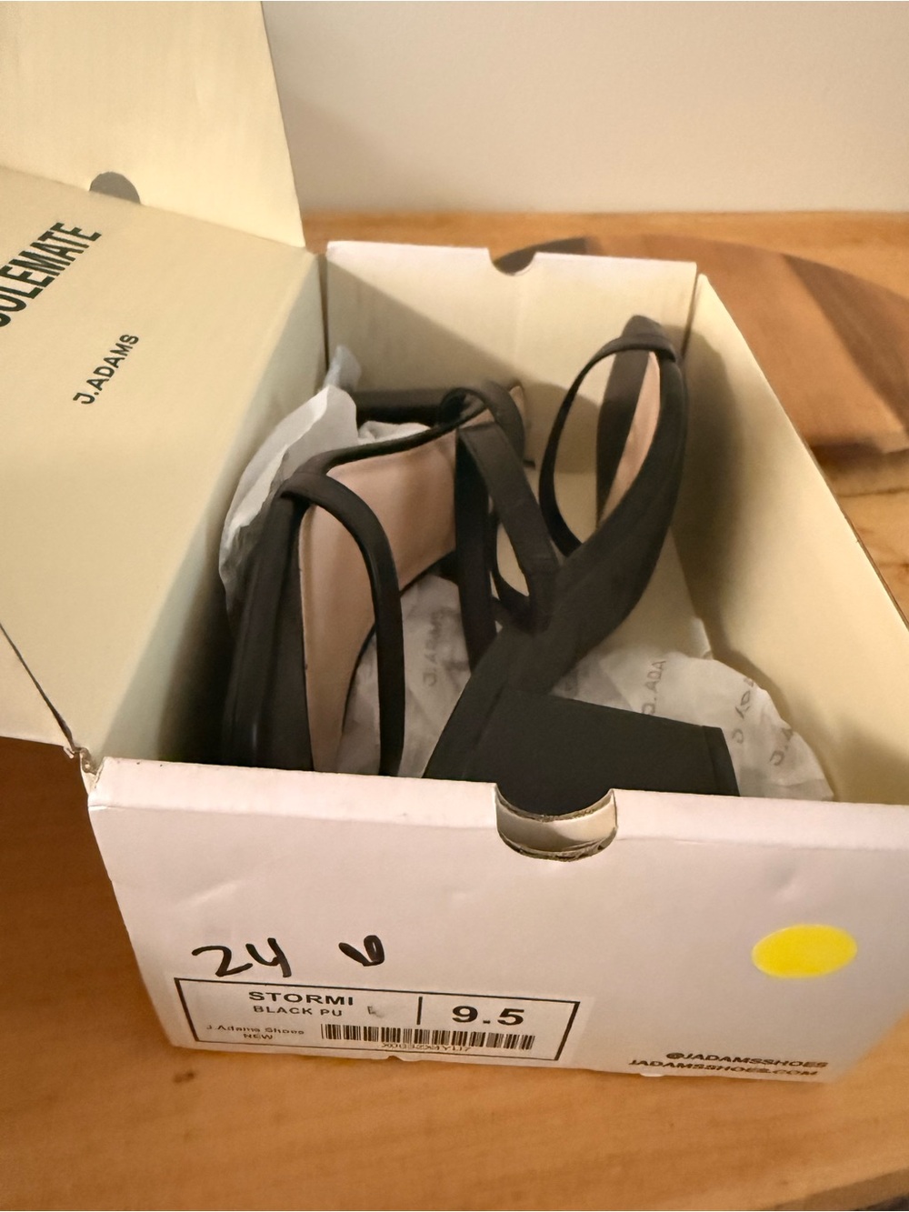 J. Adams Stormi Black Strappy Block Heel Sandals